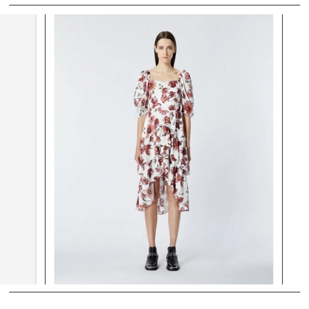 The Kooples Long Dress With Smocking And Floral Print